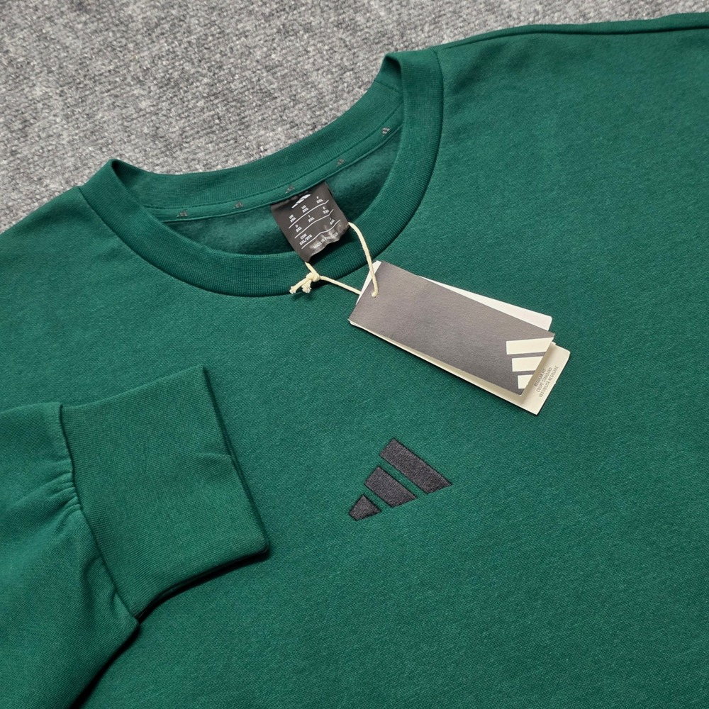 Adidas Essentials Feelcozy Sweatshirt Men's 2XL Collegiate Green Fleece Pullover